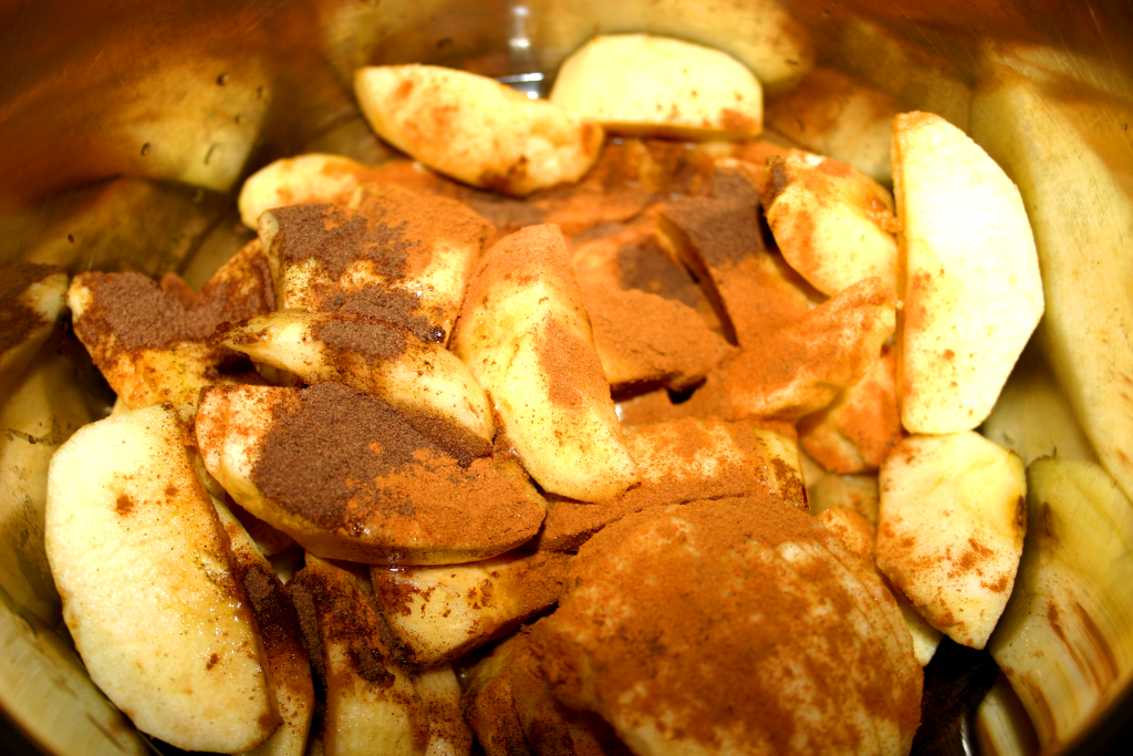 apples and cinnamon in a pot