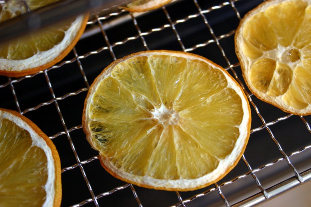 Oranges on a dehydrating tray