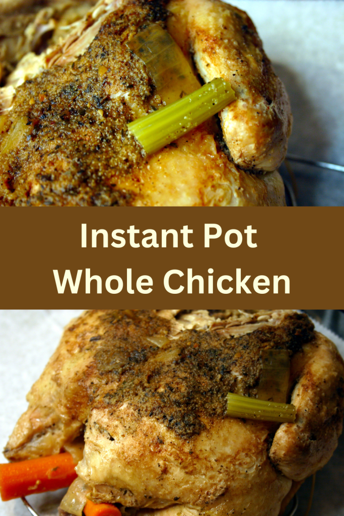 Images of a cooked chicken with text