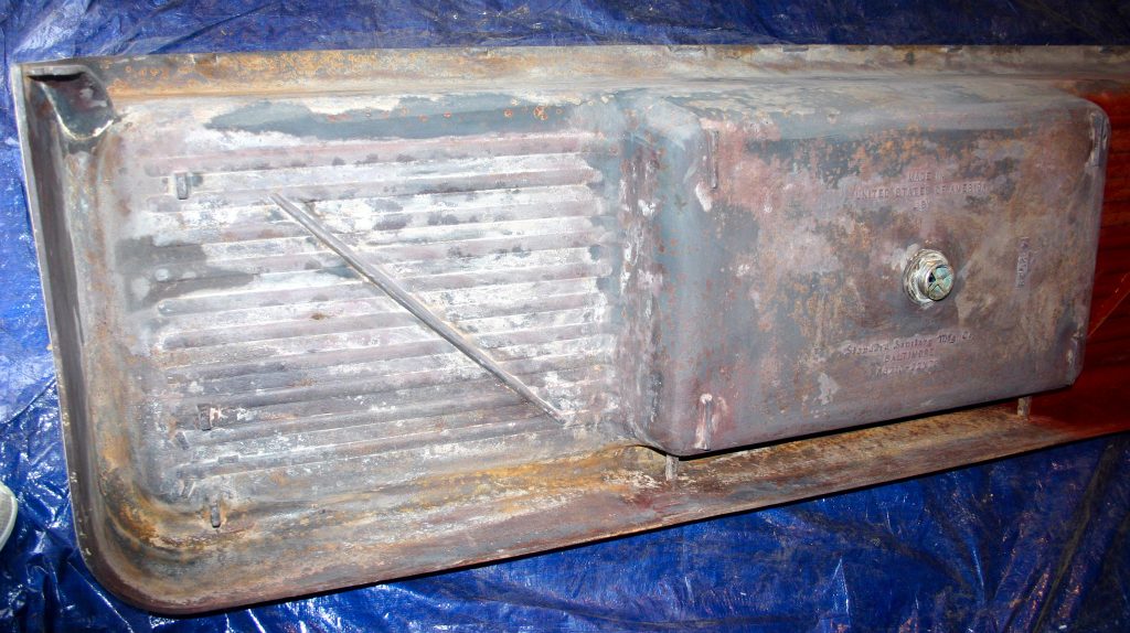 Rust on the back of an old cast iron sink