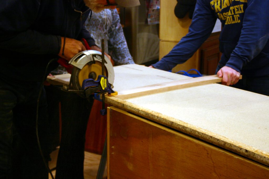 Cutting a countertop using a circular saw