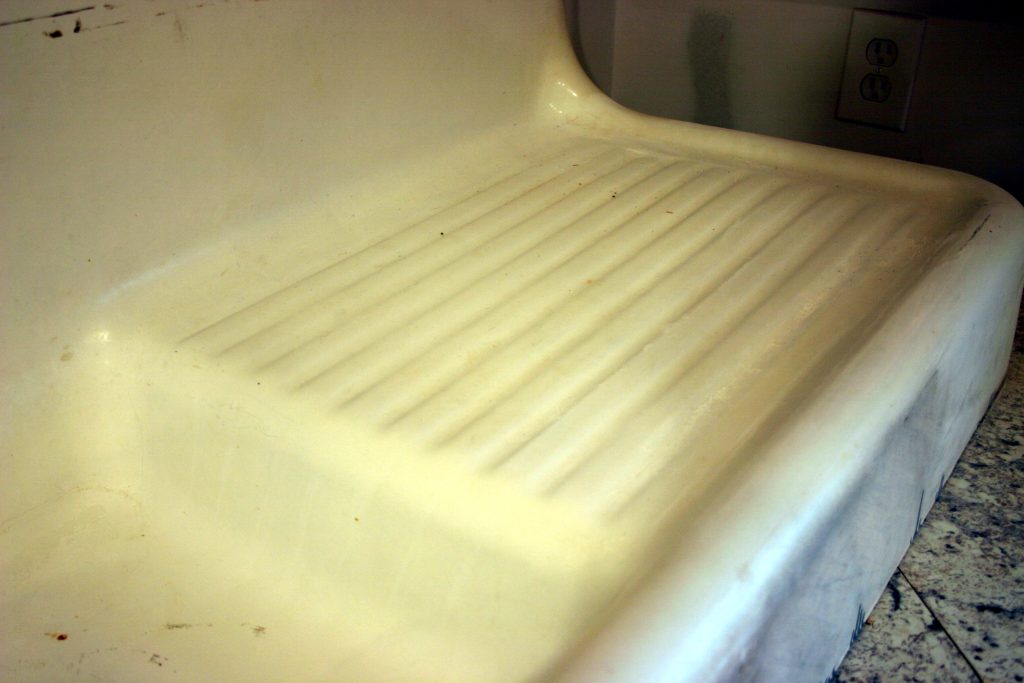 An old cast iron sink after sanding