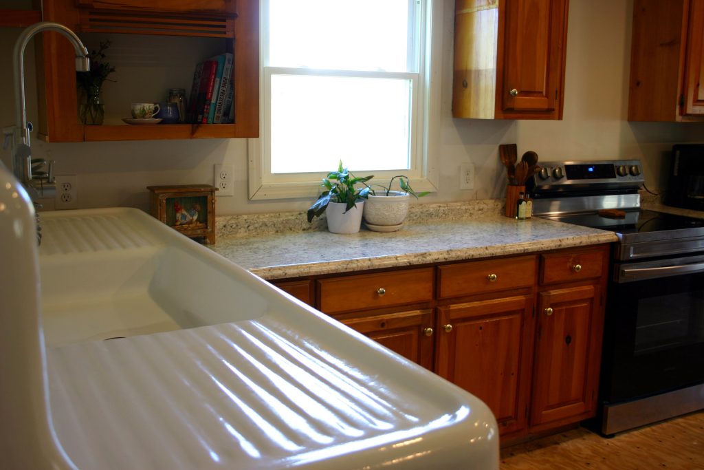 Kitchen with an antique sink