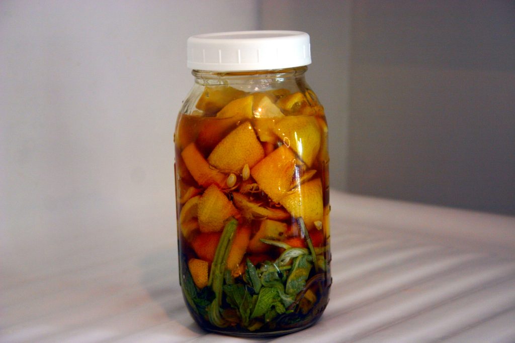 lemon and herbs with honey to make a cough syrup