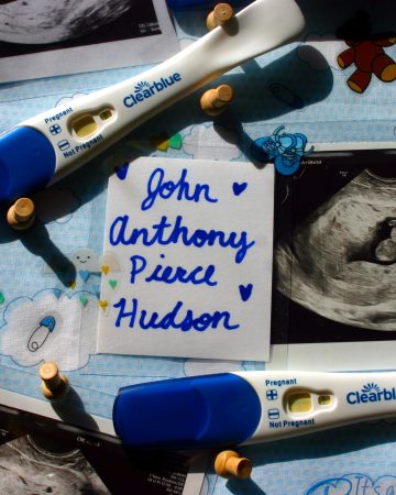 baby ultrasound images, pregnancy tests, and baby stickers